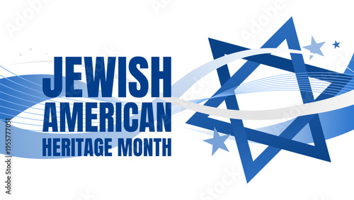 Jewish American Heritage Month banner, vector illustration with Star of David and blue waves