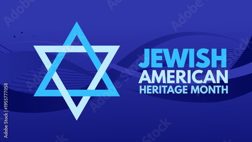 Jewish American Heritage Month banner, vector illustration with Star of David on dark blue background