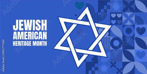 Jewish American Heritage Month banner, vector illustration with Star of David and geometric pattern