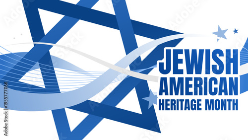 Jewish American Heritage Month banner, vector illustration with Star of David and blue waves