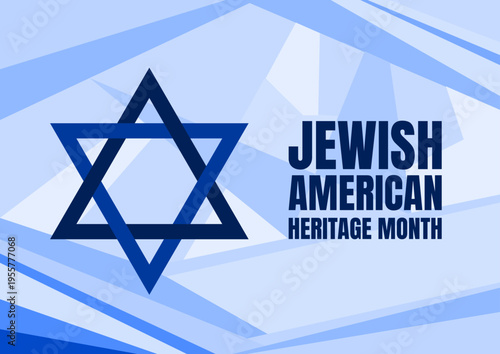 Jewish American Heritage Month banner, vector illustration with Star of David and abstract blue polygonal background