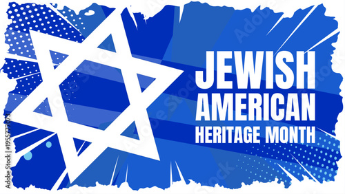 Jewish American Heritage Month banner, vector illustration with Star of David and comic style halftone background