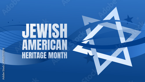 Jewish American Heritage Month banner, vector illustration with Star of David on dark blue background