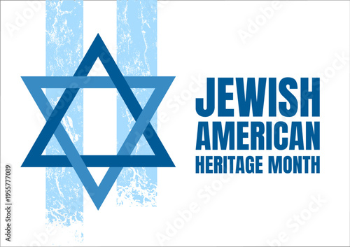 Jewish American Heritage Month banner, vector illustration with Star of David and grunge blue stripes