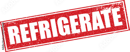 Red Refrigerate Rubber Stamp Sign Mark Word Text Written in Reverse Grunge Vector in Grunge Border in Transparent Background, Svg, Png