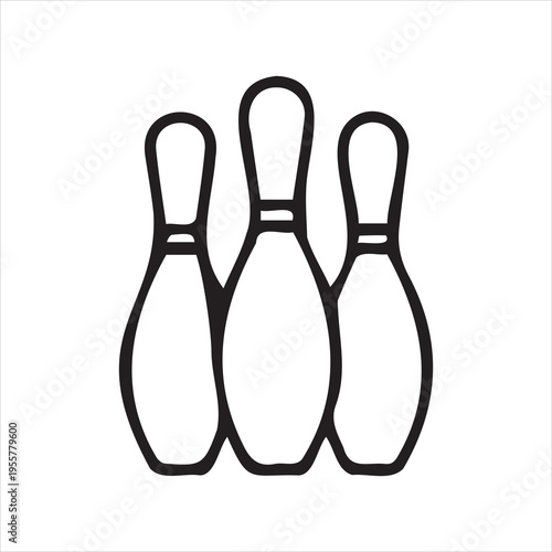 Three bowling pins silhouette vector illustration.