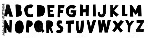 hand drawn cutout alphabet vector set with bold uppercase letters
