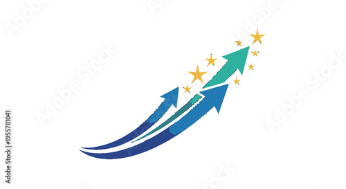 Arrows pointing upwards with starburst.