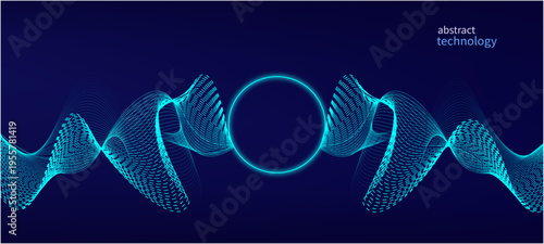Vector network connection. Abstract mesh, molecular plexus line and cyberspace. abstract blue background with wave