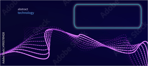 Vector abstract dynamic, wave - flow mesh particles pattern and dot on dark blue background. Illustration design futuristic, network technology background. abstract background vector