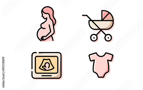 Four cute vector illustrations related to pregnancy.