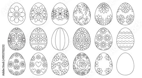 Easter Egg Coloring Page With Floral Patterned Outline Eggs For Spring Crafts And Decorations