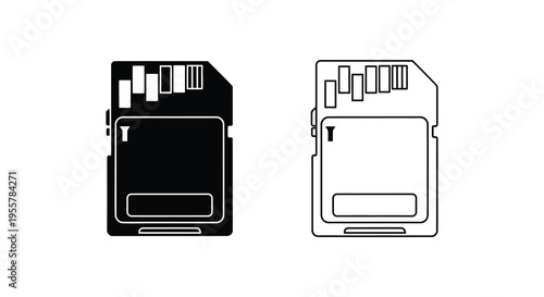 Two sd card icons one dark and one light in stark contrast silhouette