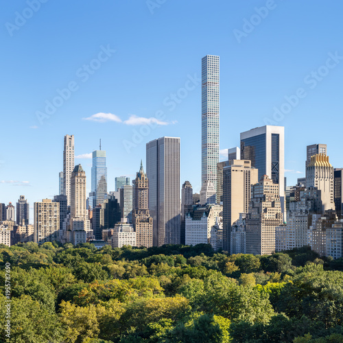 Midtown Manhattan skyline and Central Park in summer, New York City, USA 