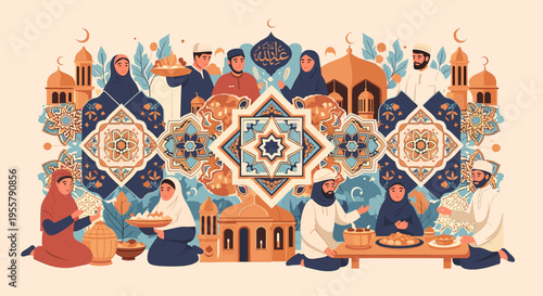 A serene illustration of a woman carefully sorting through fresh produce at a local market. Ideal for concepts of healthy living, local sourcing, or c