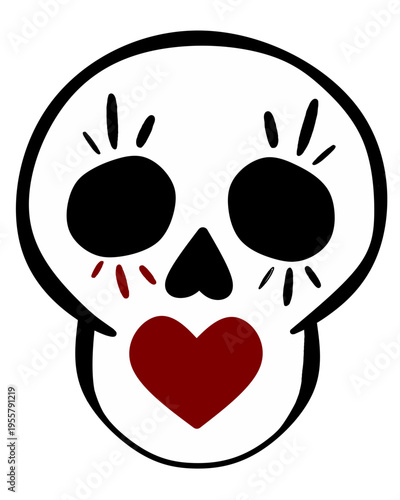 Skull corazón rojo.