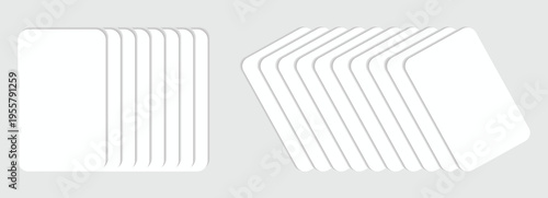 Play card blackjack mockups in top view.  Empty mock up on green background for casino or gambling business. Vector realistic illustration. 