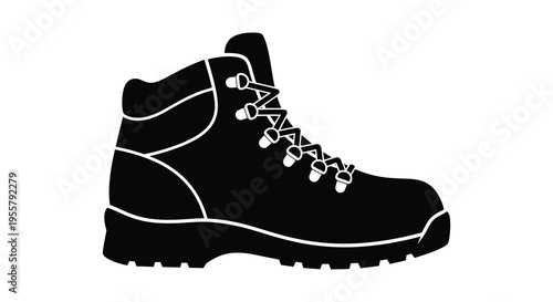 Black high top boot design with detailed laces a striking silhouette