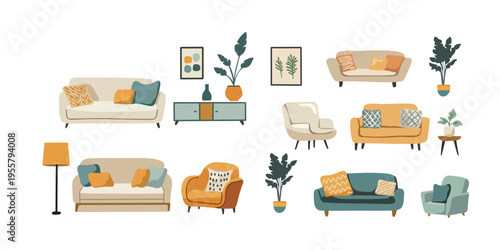 modern scandinavian furniture set for living room