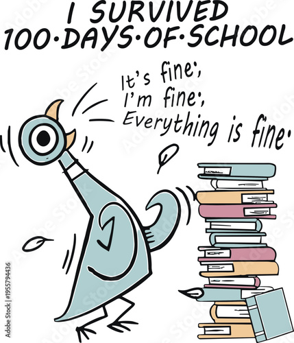 100 Days of School svg, Book Lover svg, Teacher 100 days survived bird svg