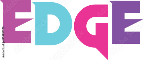 Edge typography set, playful letter design for branding, energetic colorful font for modern graphic projects