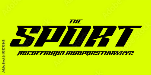 Sporty italic alphabet, wide bold font for powerful dynamic lettering, swift automotive logo, energetic daring headline, car racing branding. Vector typeset