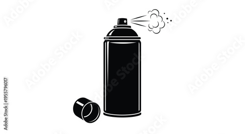 Black spray paint can with cap a striking graphic silhouette