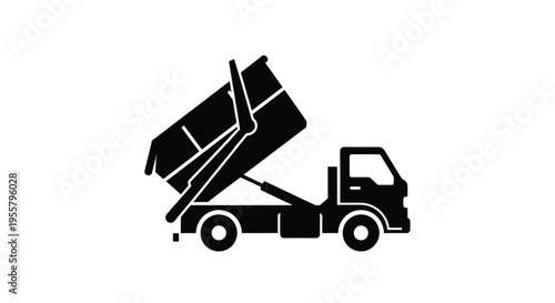 Black silhouette of a dump truck unloading materials simple design silhouette