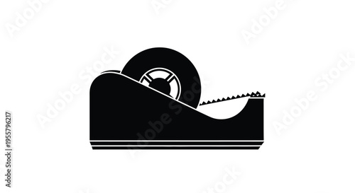 A black silhouette of a tape dispenser simple and graphic silhouette