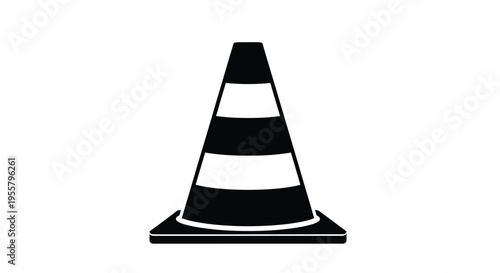 Black and white traffic cone illustration a striking silhouette