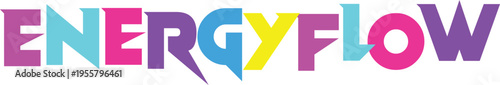 Energyflow vibrant lettering with gradient colors, modern font and abstract design concept