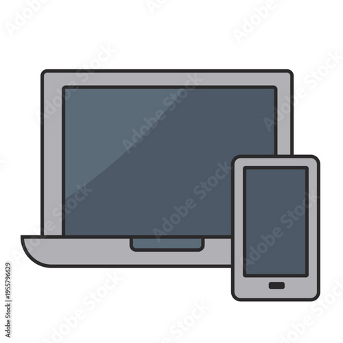 Laptop and Smartphone Devices Flat Vector Icon