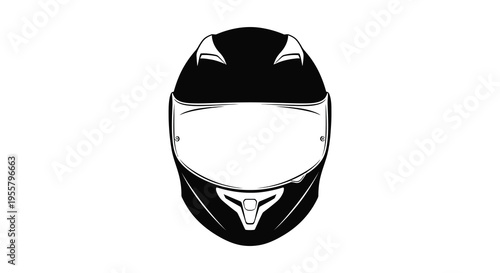 Front view of a black motorcycle helmet clean and striking silhouette
