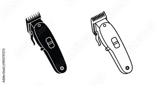 Two black hair clippers shown in contrasting styles a clean silhouette