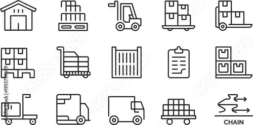 Set of 14 logistics and transportation icons vector