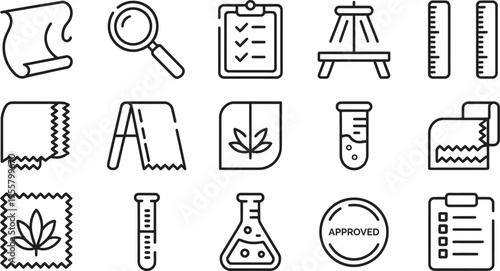 Set of 16 cannabis and laboratory icons vector