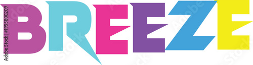 Foto Breeze word art vector graphic with colorful abstract font for summer themes and