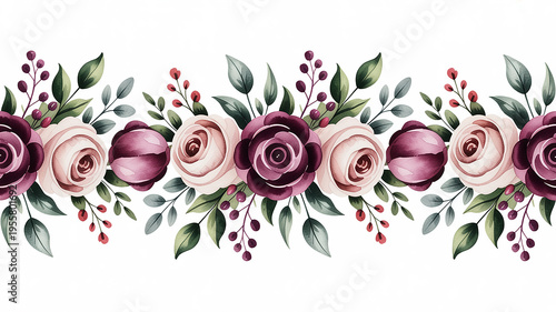 Elegant floral arrangement with roses and berries leaves plum