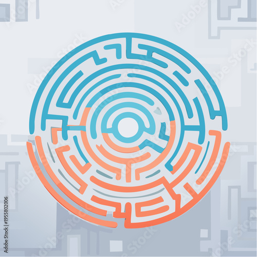 Abstract Labyrinth Line Pattern