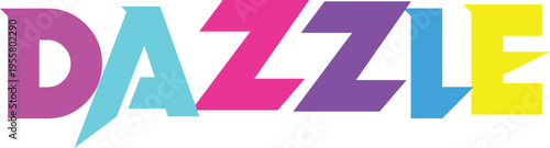 Dazzle word art in bold, vibrant colors creating a flashy and eye-catching graphic element