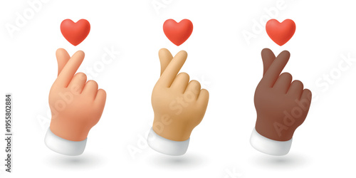 Vector 3d Like and Love Hands and Heart Set, Isolated. Like and Love Hands. Thumbs Up and Finger Heart Gesture with Red Heart Icon. Social Media Reaction Symbol, Isolated