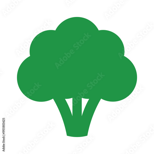 Green fresh broccoli floret. Healthy vegan food concept vector illustration.