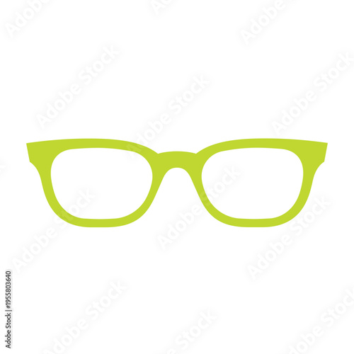 Green reading glasses frames. Vision care and optics concept vector illustration.