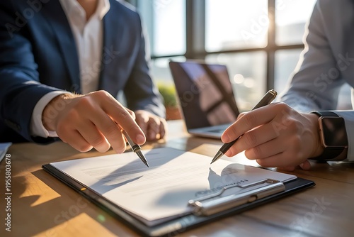 Business meeting and agreement signing concept with professional corporate teamwork