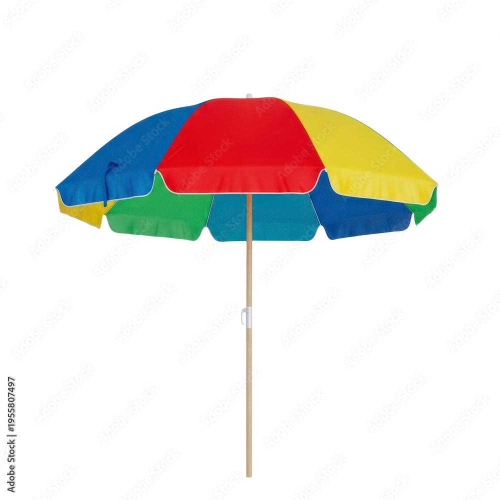 Obraz premium A colorful beach umbrella on transparent background