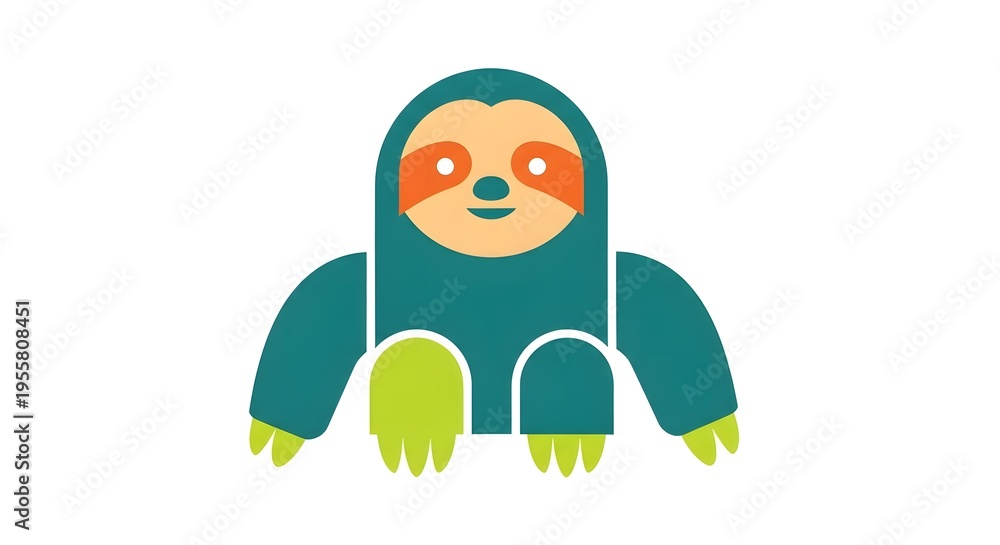 Fototapeta premium Colorful cartoon sloth character with playful expression