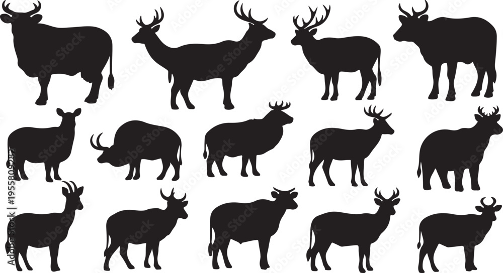Fototapeta premium Jungel Cow Vector, jpg, eps, Svg icon set.