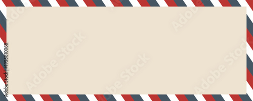 Air mail letter. Post stamp. Airmail frame postcard. Blue red stripes pattern.eps,10