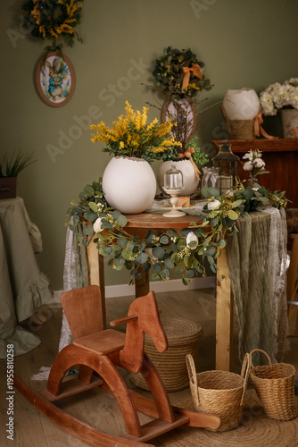christmas decoration on wooden table