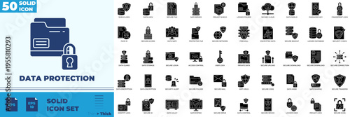 Data Protection Solid Editable Icons set